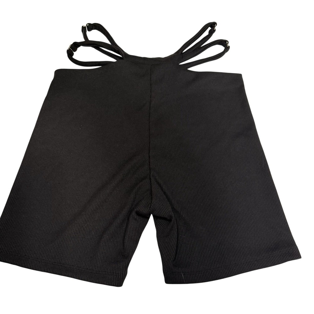 Princess Polly Black Ribbed Cut Out Strappy Biker Shorts Womens Size US 4 EU 36 - Picture 5 of 8